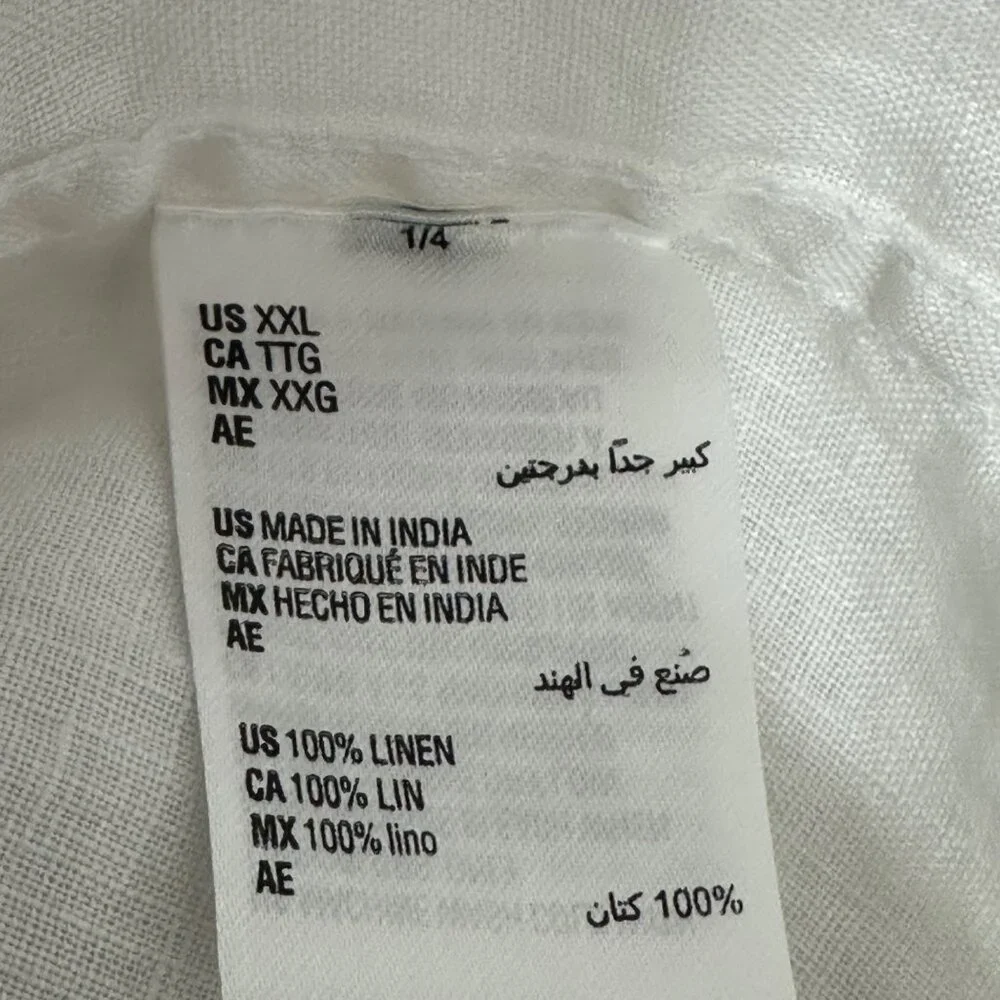 Linen Club Room Luxury Mens White Linen Shirt XXL Resort Tropical Old Money - Picture 5 of 8